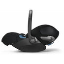 Cybex Cloud T Infant Car Seat in Sepia Black, featuring a robust handle, safety sensors, and a cushioned seat design.