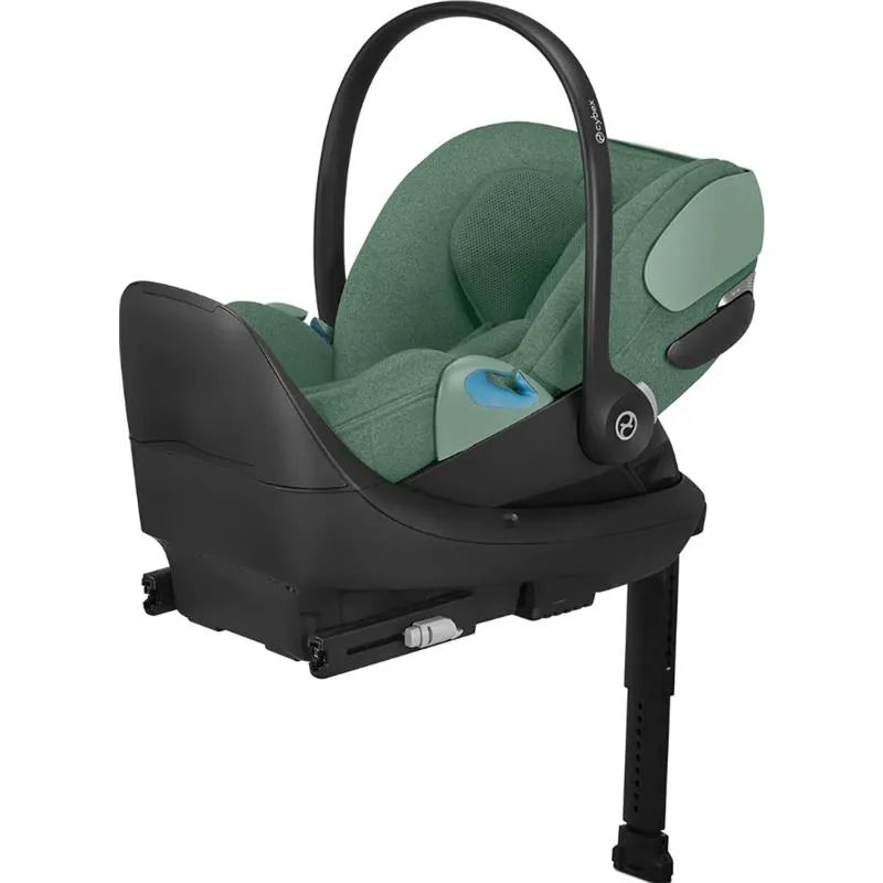 Cybex Cloud T Sensorsafe infant car seat in Leaf Green, featuring a comfortable design and safety harness.