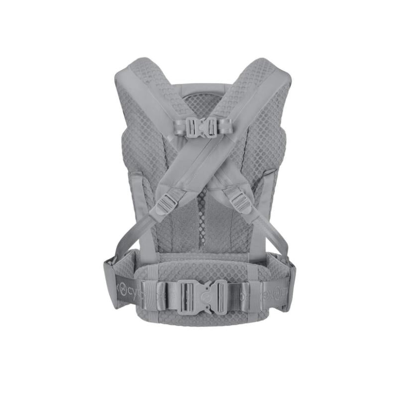 Cybex Coya Carrier in Thunder Grey, featuring X-shaped straps and a breathable fabric design for comfort.