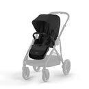 Cybex Gazelle S second seat in Moon Black with a black frame, displaying a sleek, modern design for infants.