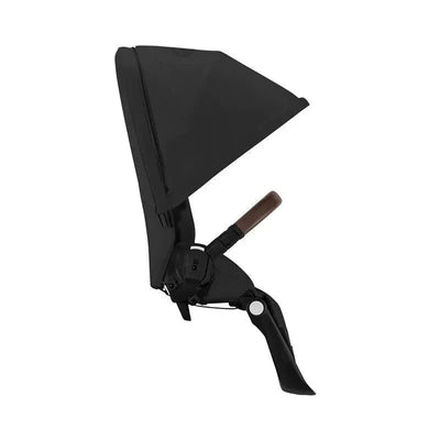 Cybex Gazelle S second seat in Moon Black with silver frame, featuring a large canopy and ergonomic handle.