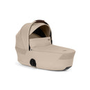 Cybex Gazelle S Cot Foldable in Almond Beige, featuring a sleek design with a protective canopy and secure fastening.