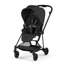 Cybex Mios Stroller in matte black frame with sepia black lux seat; features a sun canopy and adjustable seating.
