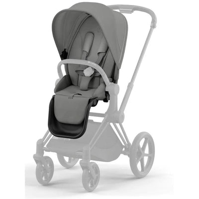 Cybex PRIAM 4/e-PRIAM 2 Seat Pack in Mirage Grey, featuring a padded seat with a canopy and secure harness.
