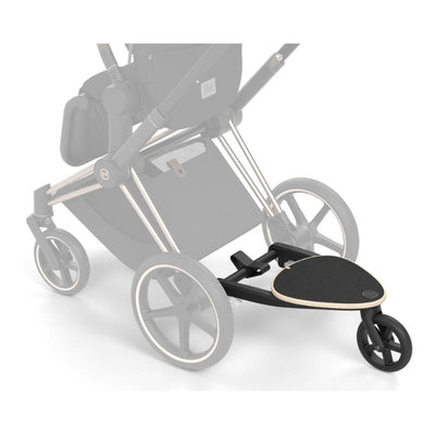 Cybex Kid Board for Priam and Balios S strollers, featuring a triangular black platform and a single front wheel.