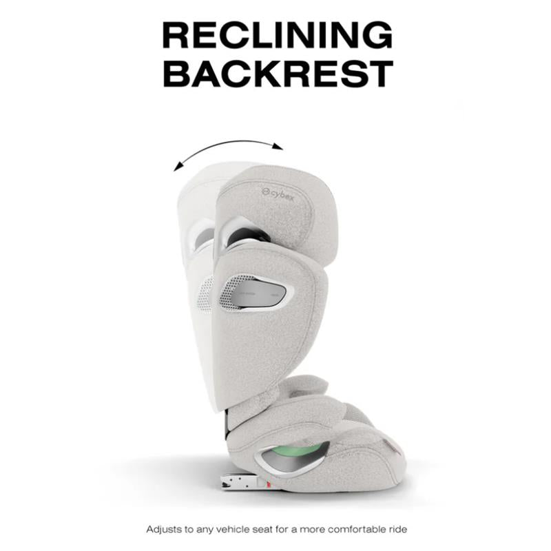 Cybex Solution T High-Back Booster Seat in City Grey with adjustable reclining backrest for comfort.