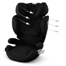 Cybex Solution T High-Back Booster Seat in Sepia Black, featuring a mesh fabric design and adjustable headrest.