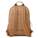 Large camel-colored Dagne Dover Dakota Backpack featuring padded straps and exterior pockets.