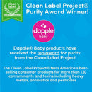 Dapple Baby Dishwasher Pacs 25 Ct, Clean Label Project Purity Award Winner, with safe ingredient highlights.