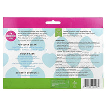 Dapple Baby Steam Sterilizer Bags, 8-count package, highlighting instructions and features like BPA-free and reusable design.