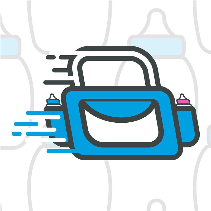 Dapple Breast Pump Wipes packaging, featuring a blue container with a handle, designed for single-use cleaning.