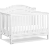 DaVinci Charlie 4-In-1 Convertible Baby Crib in white, featuring slatted sides and an arched top design.