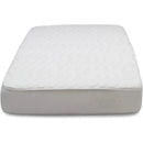 Fitted white crib mattress pad cover with a quilted texture, designed for baby crib mattresses.