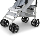 Lightweight grey Delta Gap Classic Umbrella stroller with black wheels and a mesh storage basket.