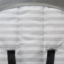 Grey fabric with white stripes highlighting the seat and harness straps of the Delta Gap Classic Umbrella Stroller.