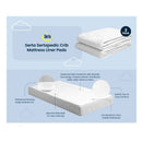 Delta Sertapedic Crib Mattress Liner Pads (2 pack) with waterproof backing, quilted top, and Nanotex technology for easy cleaning.