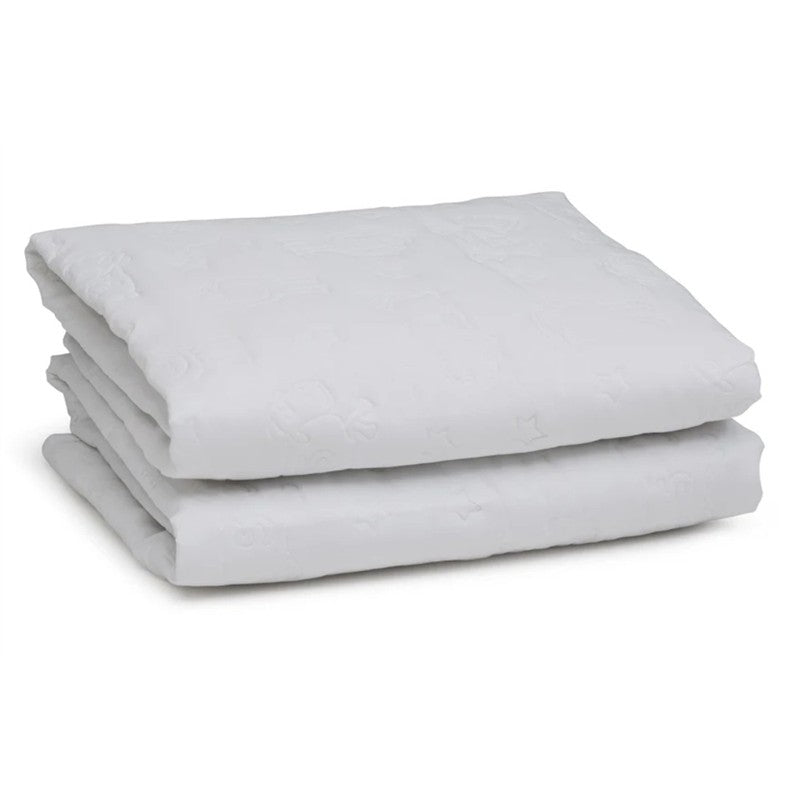 Delta Sertapedic Crib Mattress Liner Pads, pack of two, featuring a soft, white, 100% waterproof design.