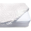 Delta Sertapedic crib mattress pad cover, white with quilted texture, showcasing nanotex stain repel technology.