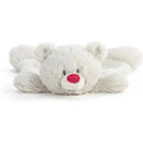 Stuffed animal blanket featuring a grey bear with a red nose, designed for comfort and snuggling, ideal for infants.