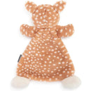 Cozies Fiona Fawn, a tan and white stuffed animal security blanket with polka dots, featuring soft fabric and a rattle.