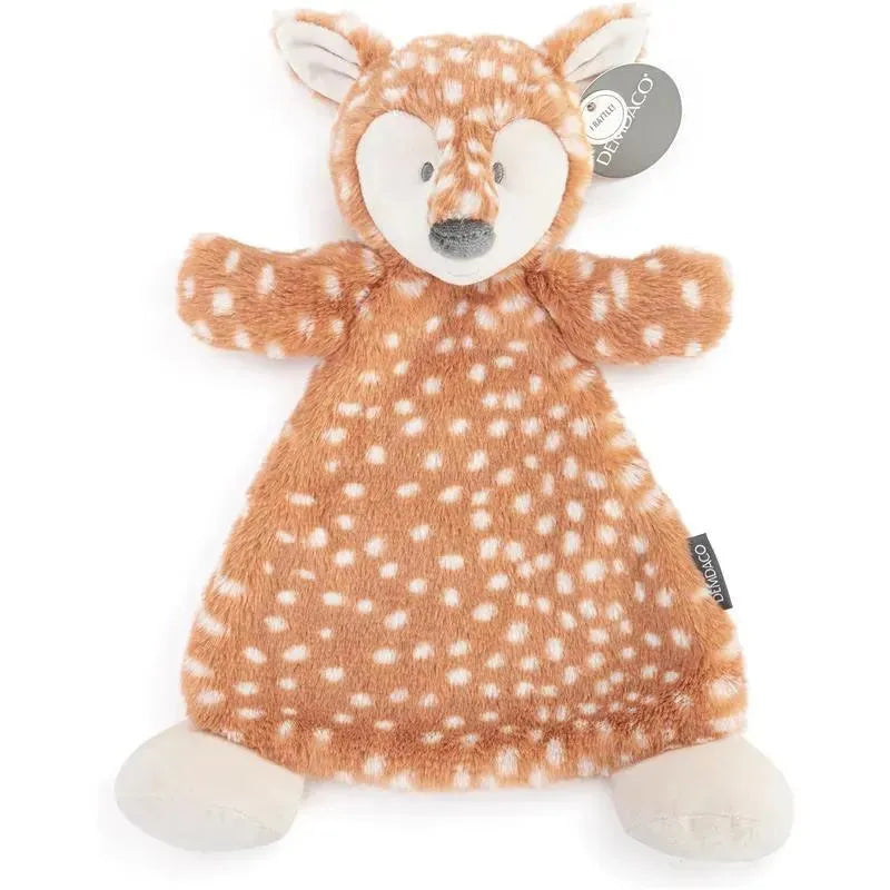 Cozies Fiona Fawn stuffed animal rattle blankie, featuring tan and white polka dots with soft, plush fabric.