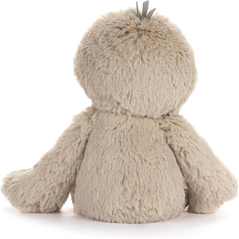 Light beige plush sloth toy with a round head and oversized arms, designed for cuddling and comfort.