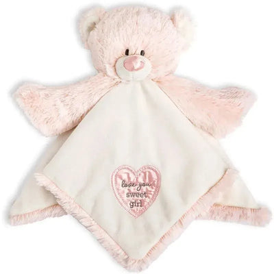 Demdaco - Teddy Rattle Blankie, Pink Image 1