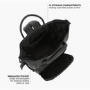 Black DFY - R1 Diaper Backpack with 14 storage compartments and an insulated pocket for bottles.