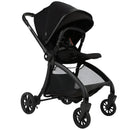 Single R1 stroller in black with a large canopy, adjustable seat, and storage basket underneath.