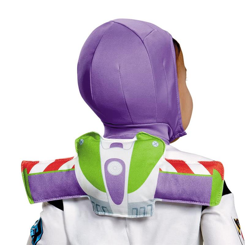 Buzz Lightyear Deluxe Costume for infants featuring a purple hood and distinctive space ranger shoulder pads.