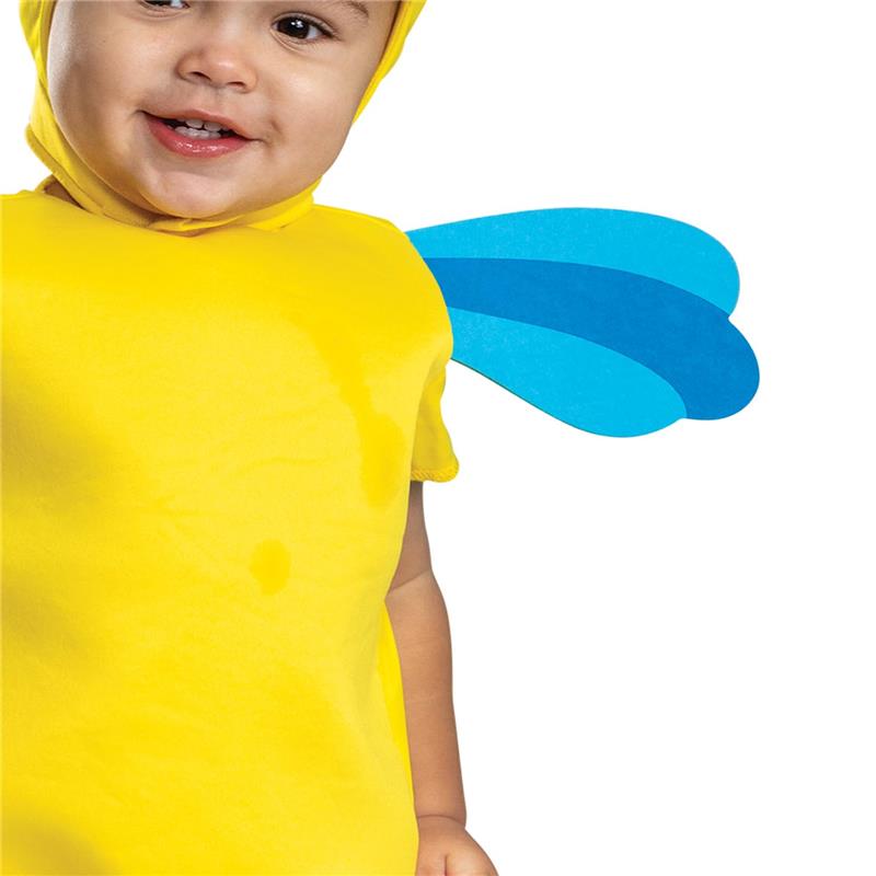 Flounder animated costume for toddlers, featuring a bright yellow top and blue fins, perfect for The Little Mermaid.