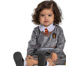 Gryffindor Hermione Posh Infant Costume featuring a grey sweater, white collar, and red-and-gold striped tie.