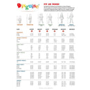 Sizing chart for Disguise costumes, including measurements for infants, children, and adults in various categories.