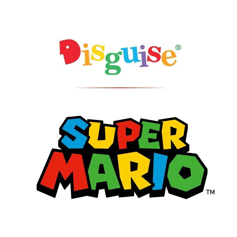 Colorful logos for Disguise and Super Mario, representing the Luigi Classic Boys Costume product.