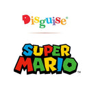 Disguise brand logo and Super Mario logo, featuring colorful, playful lettering.