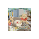 Disney Baby Winnie The Pooh Bouncer featuring plush Pooh and a colorful pattern with dots and hunny pots.