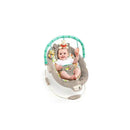 Disney Baby Winnie The Pooh Bouncer featuring a smiling baby, playful toys, and a soft, cushioned seat.