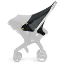 Sunshade extension for Doona car seat and stroller, featuring a black mesh design for sun protection.