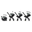 Doona X Infant Car Seat in Slate Green displayed in various positions: Car Seat, Sit, Relax, and Lean Back.