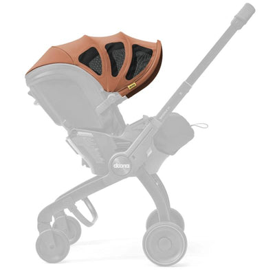 Terracotta Doona X Summer Canopy attached to a stroller, featuring a mesh design for ventilation.
