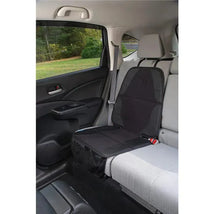 Black Maxi Cosi vehicle seat protector arranged on a car seat, designed to safeguard upholstery from stains and wear.
