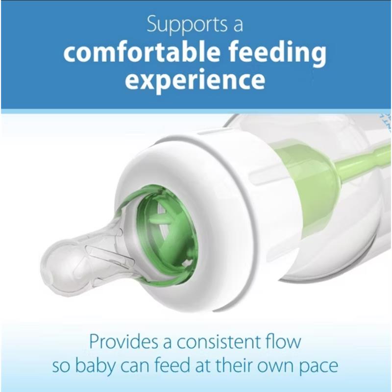 Anti-Colic baby bottle with a Level 1 slow-flow nipple, emphasizing comfortable feeding and consistent flow for babies.