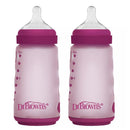 Dr. Brown 9 Oz/270Ml Silicone Baby Bottle, Pink, 2Pk