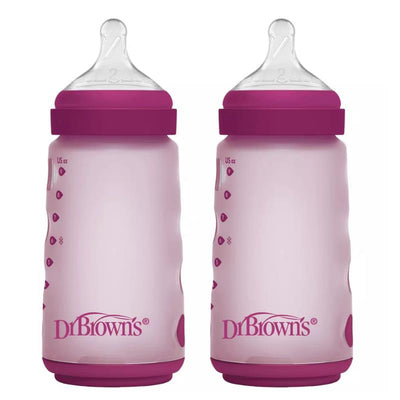 Dr. Brown 9 Oz/270Ml Silicone Baby Bottle, Pink, 2Pk