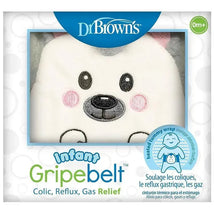 Infant Gripebelt by Dr Brown for colic relief, featuring a cute hedgehog design, labeled as a heated tummy wrap.