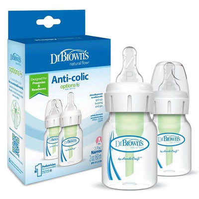 Dr. Brown 2Pk Options Standard Neck Bottle With Preemie Nipple 2 Oz/60 Ml Image 1