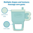 Dr. Brown Ridgees Blue Tumbler Massaging Teether, designed with multi-textured surfaces for soothing gums.