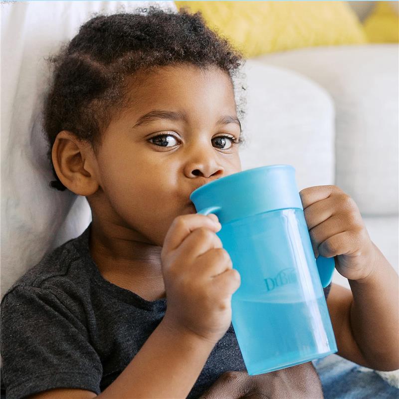Dr. Brown's 2Pk Milestones Straw to 360 Convertible Toddler Training Cup Set with Interchangeable Silicone Straw and 360 Degree Cup Lids, Blue Ocea Image 9