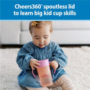 Dr. Brown's 2Pk Milestones Straw to 360 Convertible Toddler Training Cup Set with Interchangeable Silicone Straw and 360 Degree Cup Lids, Pink Cora Image 4