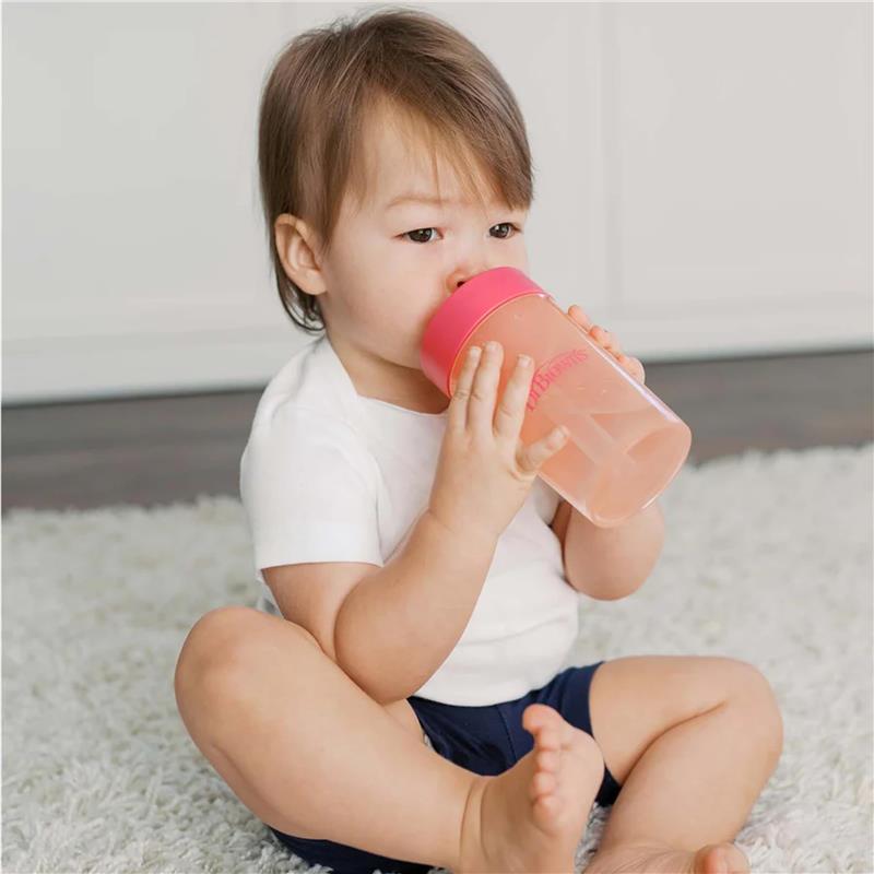 Dr. Brown's 2Pk Milestones Straw to 360 Convertible Toddler Training Cup Set with Interchangeable Silicone Straw and 360 Degree Cup Lids, Pink Cora Image 8